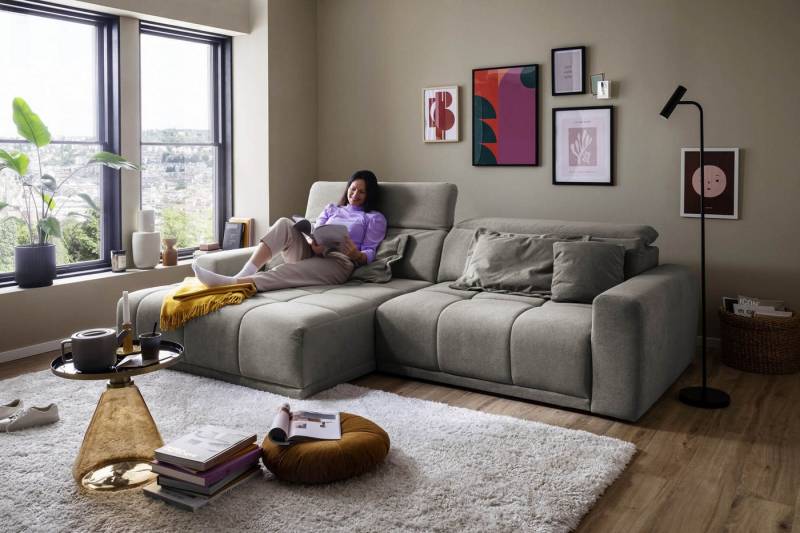 Iwaniccy Polstergarnitur Sitztiefen + Kopfteilverstellung, hellgrau - 288x80x176cm (BxHxT) von Iwaniccy