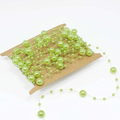 Künstliche Perlenschnur für Schwimmkerzen, 2 Stück, 5 m pro Perlenschnur für Vasenfüller für Hochzeit, Tisch, Party, Zuhause, Dekoration (grün) von Iwinna