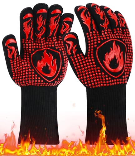 Grillhandschuhe Hitzebeständig Ofenhandschuhe hitzebestaendig bis 800 Grad Topfhandschuhe Feuerfeste Kochhandschuhe Backhandschuhe BBQ Handschuhe zum Indoor Outdoor Backen, Kochen, aus Aramid Grillhandschuhe Hitzebeständig Ofenhandschuhe hitzebestaendig bis 800 Grad Topfhandschuhe Feuerfeste Kochhandschuhe Backhandschuhe BBQ Handschuhe zum Indoor Outdoor Backen, Kochen, aus Aramid von Ixydor
