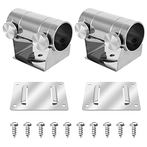 2 Stück Sonnenschirm Balkon Halterung Edelstahl Angelkoffer Verstellbare Schirmständer Wand Angelbox Schirmhalter Angelschirm Halterung mit Montageplatte und Schrauben für Angeln im Freien von Iyowei