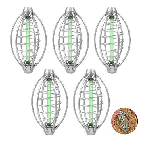 Iyowei 5 Stück Angeln Inline Feeder Set Fischköder Futterkorb Method Feeder Fishing Feeders Futterspiralen Futterkorb für Karpfenangeln Zubehör Angelkorb Set (Metall Material) von Iyowei