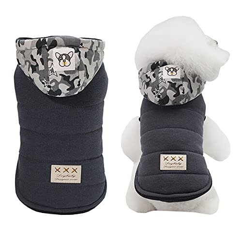 Hundemantel Kaltwettermantel Winddichte Jacke Fleece Warme Hunde Hoodies Tarnkappe Winter Dicke Kleidung Hundemantel für Kleine Hunde Mittlere Katze von Izefia