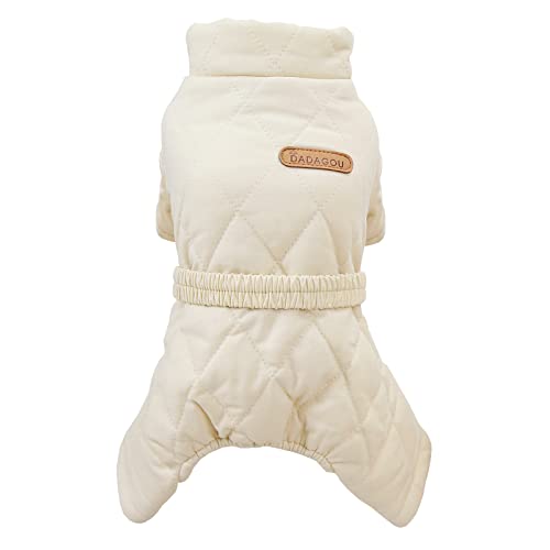 Izefia Hundemantel Winddichte Jacke Kalter Wettermantel 4 Beine Warmer Hundeoverall Dicker Wintermantel Schneefeste Kleidung Hundemantel aus Baumwolle für Kleine Hunde Mittlere Katzen von Izefia