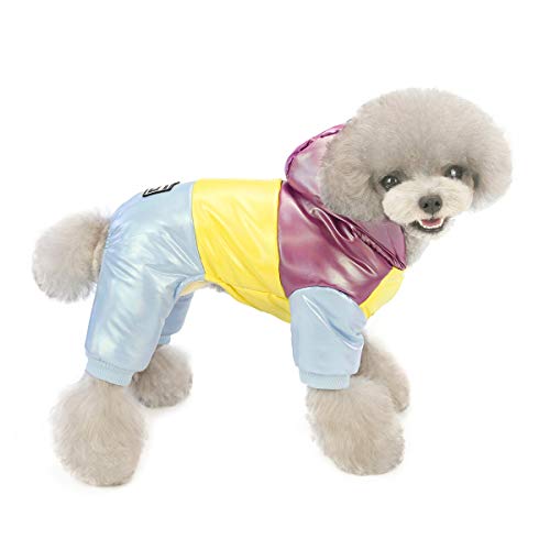 Izefia Hundemantel Winddichte Jacke Kaltwettermantel 4 Beine Warmer Hundeoverall Winter Dicke Kleidung Hundemantel für Kleine Hunde Mittlere Katze von Izefia