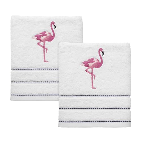 Izod Badezimmer-Accessoires, Flamingo-Kollektion, 2 Handtücher, Weiß von Izod