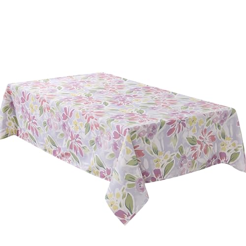 Izod Tischdecke aus wiederverwendbarem Polyester, Küchen- und Tischwäsche, Aquarell-Blumenmuster mit Strukturiertem Hintergrund, perfekt für die Verbesserung Ihres kulinarischen Erlebnisses von Izod