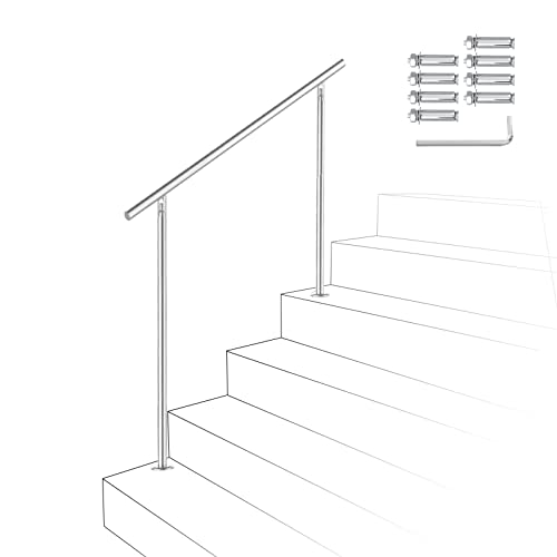 Izrielar 100cm Treppengeländer Edelstahl mit ohne Querstreben, Handlauf Winkelverstellbar, Geländer für Außen & Innen Izrielar 100cm Treppengeländer Edelstahl mit ohne Querstreben, Handlauf Winkelverstellbar, Geländer für Außen & Innen von Izrielar