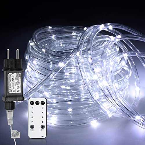 Izrielar 10m LED Lichtschlauch, 100LEDs Lichterschlauch, LED Lichterkette mit Dimmbar & Memory-Funktion für Innen Außen Deko, Party, Hochzeit, Balkon, Garten (Kaltweiß, IP65) von Izrielar