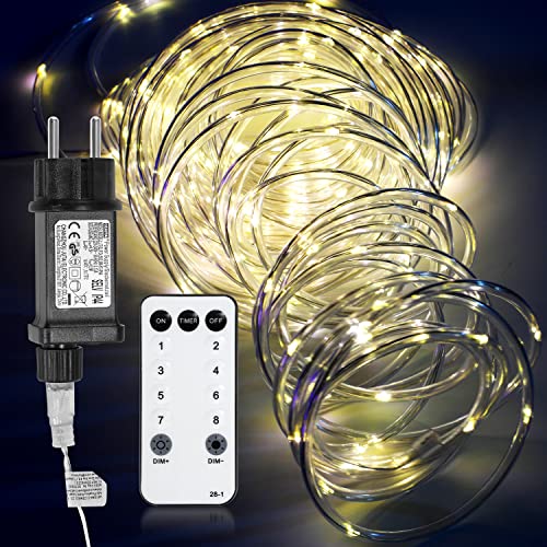 Izrielar 10m LED Lichtschlauch, 100LEDs Lichterschlauch, LED Lichterkette mit Dimmbar & Memory-Funktion für Innen Außen Deko, Party, Hochzeit, Balkon, Garten (Warmweiß, IP65) von Izrielar