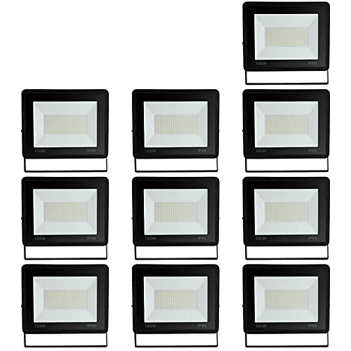 Izrielar 10x100W LED Strahler, 3000K Warmweiß Superhell LED Fluter, 4250LM Außenstrahler IP66 Wasserdicht Außenbeleuchtung, Aluminium Flutlichtstrahler Scheinwerfer Licht für Garten, Garage, Hof, Hote von Izrielar