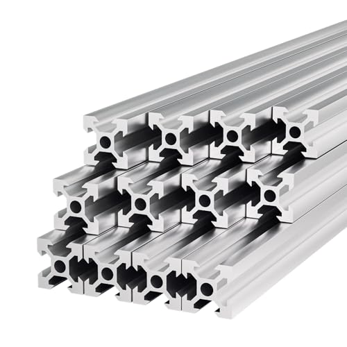 Izrielar 12 Stück V Type Aluminiumprofil, 20x20mm Aluminium Profil Europäischer Standard, Aluprofil 1000 mm, Alu Profil, Eloxierte Linearschiene für 3D-Drucker DIY CNC-Maschinen, Silver Oxide White von Izrielar