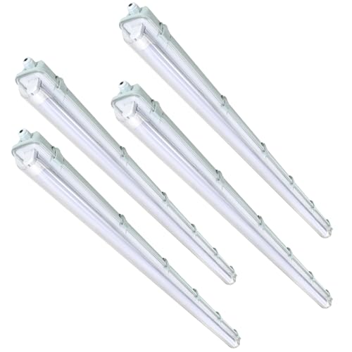 Izrielar 120CM Wannenleuchte 18W LED Feuchtraumleuchte, Neutralweiß 4500K, 1800lm Leuchtstoff lamp Wasserdicht IP65 Tageslicht Werkstatt Leuchten (4 Stücke LED Röhre T8) von Izrielar