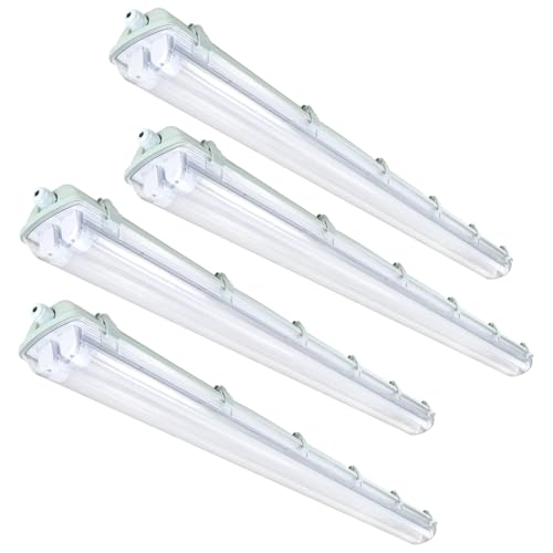 Izrielar 150cm Wannenleuchte 24W LED Feuchtraumleuchte, Neutralweiß 4500K, 4800lm Leuchtstoff lamp Wasserdicht IP65 Tageslicht Werkstatt Leuchten (4 Stücke, 2x LED Röhre T8) von Izrielar