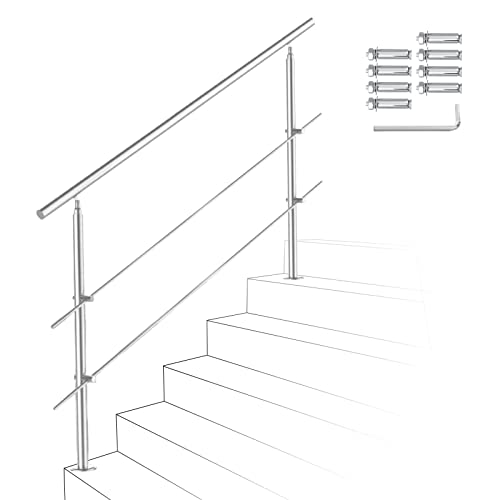 Izrielar 160cm Treppengeländer Edelstahl mit 2 Querstreben, Handlauf Winkelverstellbar, Geländer für Außen & Innen Izrielar 160cm Treppengeländer Edelstahl mit 2 Querstreben, Handlauf Winkelverstellbar, Geländer für Außen & Innen von Izrielar