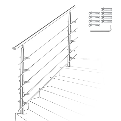 Izrielar 160cm Treppengeländer Edelstahl mit 5 Querstreben, Handlauf Winkelverstellbar, Geländer für Außen & Innen, ZA-4031-M-1z Izrielar 160cm Treppengeländer Edelstahl mit 5 Querstreben, Handlauf Winkelverstellbar, Geländer für Außen & Innen, ZA-4031-M-1z von Izrielar