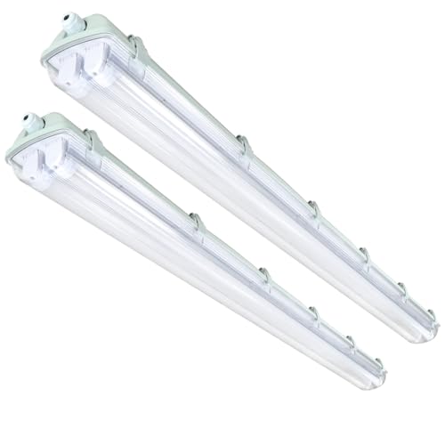 Izrielar 24W 150cm Wannenleuchte LED Feuchtraumleuchte, Tageslicht Industrie Strahler Badlampe, 4500K Neutralweiß, 4800lm, Werkstatt Beleuchtung(2 Stücke, 2x LED Röhre T8) von Izrielar