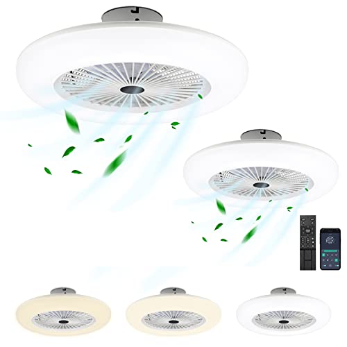 Izrielar 2x 80W Deckenventilator mit Beleuchtung Fernbedienung und App, LED Dimmbare Deckenlampe mit Ventilator, 6 stufige Windgeschwindigkeit 3 Farbtemperatur für Schlafzimmer Wohnzimmer von Izrielar