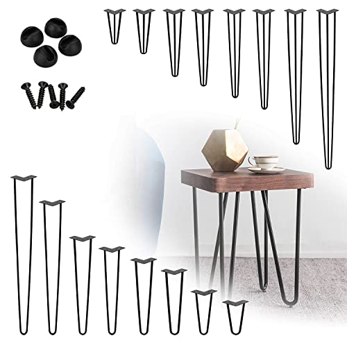 Izrielar 4er Set Haarnadel Tischbein Metall, Hairpin Legs 35CM, Tischkufen Esstisch mit Dreifachstab Freie Bodenschoner und Schrauben Verfügbar in Höhe von 15cm-72cm von Izrielar