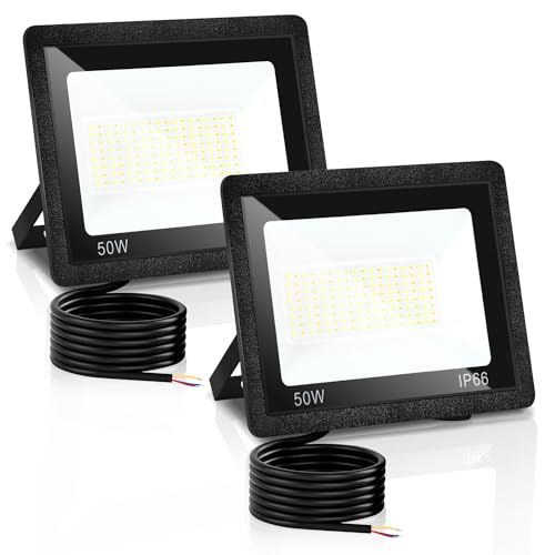 Izrielar 50W LED Strahler 2x, Superhell LED Fluter 3 Einstellbare Farbtemperatur, IP66 Outdoor und Innen Flutlicht LED, Sicherheitsleuchte Außenstrahler Wandleuchte für Ostern Garten Hinterhof von Izrielar