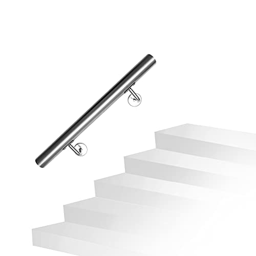 Izrielar 50cm Edelstahl Handlauf, Treppengeländer mit Wandhalterung und Endkappen, Wandhandlauf Geländer für Außen & Innen, (ZA-6677-M-1z) von Izrielar
