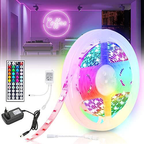 Izrielar 5M LED Streifen, 5050 RGB LED Strip, Netzteil & Fernbedienung, LED Leiste, Anschließbar Leds Strips,20 Farbwechsel, Lichtband selbstklebend, für Halloween Christmas Party Geschenk Küche von Izrielar