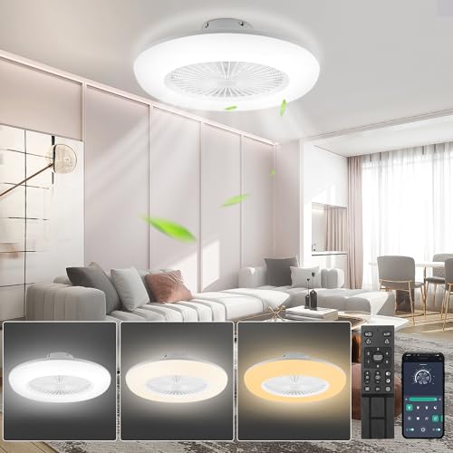 Izrielar 80W Deckenventilator mit Beleuchtung, 6 Einstellbare Windgeschwindigkeit, Stufenlos Dimmbar, 55CM LED Ventilatorlicht mit Fernbedienung und APP, Sommer- & Wintermodus, Timer, 3000-6500K von Izrielar