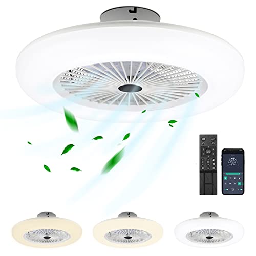 Izrielar 80W Deckenventilator mit Beleuchtung Fernbedienung und App, LED Dimmbare Deckenlampe mit Ventilator, 6 stufige Windgeschwindigkeit 3 Farbtemperatur, Timer für Schlafzimmer Wohnzimmer von Izrielar