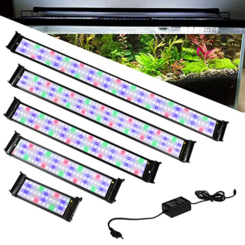 Izrielar Aquarienbeleuchtung LED Lampe, 10W Aquarium Beleuchtung RGB, einstellbare Zeitschaltung Aquariumleuchte, Timer, einstellbare Helligkeit, mit ausziehbarer Halterung für 30cm-45cm Aquarium von Izrielar