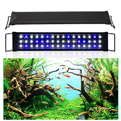 Izrielar Aquarium LED Beleuchtung, 10W Universal Aquarium Lampe, einstellbare Helligkeit, Blaues Licht und blau-weißes Licht, mit ausziehbarer Halterung, Aquarienbeleuchtung für Süßwasser-Aquarien von Izrielar