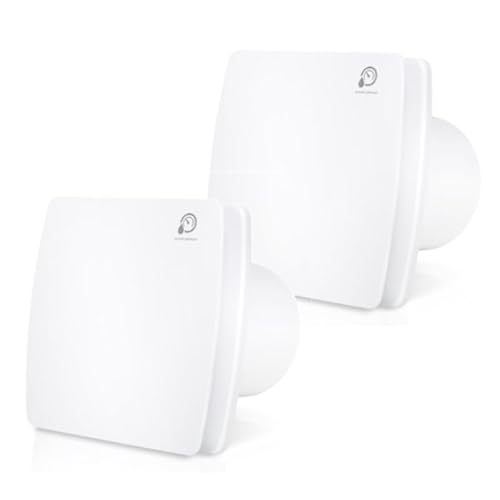 Izrielar Badlüfter 150mm mit Feuchtigkeitssensor und Rückstauklappe timer, Bad Lüfter Abluftventilator Wohnraumlüfter, für Bad und Küche, leiser Betrieb, weiß 2er set von Izrielar
