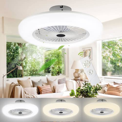 Izrielar Deckenventilator mit Beleuchtung und Fernbedienung, 80W Einstellbare Windgeschwindigkeit LED Licht 3000K-6500K LED Deckenleuchte Für Schlafzimmer Wohnzimmer Esszimmer Weiß von Izrielar