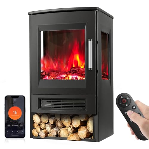 Izrielar Elektrokamin mit Heizlüfter, Wandkamin Elektrisch mit heizung, Kamin elektrischer WiFi App Fernbedienung, 900/1800W LED-Flammeneffekt Kaminfeuer mit Thermostat, Panorama-Sichtfenster Timer Izrielar Elektrokamin mit Heizlüfter, Wandkamin Elektrisch mit heizung, Kamin elektrischer WiFi App Fernbedienung, 900/1800W LED-Flammeneffekt Kaminfeuer mit Thermostat, Panorama-Sichtfenster Timer von Izrielar