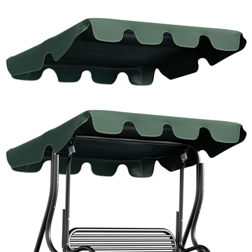 Izrielar Hollywoodschaukel Ersatzdach 210 x 145 cm Grün Wasserdicht | Universal Ersatzdach Gartenschaukel 3 Sitzer, Schaukel Dach Ersatz Bezug| 600D Oxford-Stoff von Izrielar