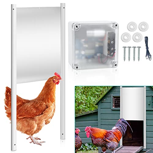 Izrielar Hühnerklappe Automatische Hühnertür mit Zeitschaltuhr & Lichtsensor Türöffner Hühnerstall 22x32cm für sichere Hühnerhaltung von Izrielar