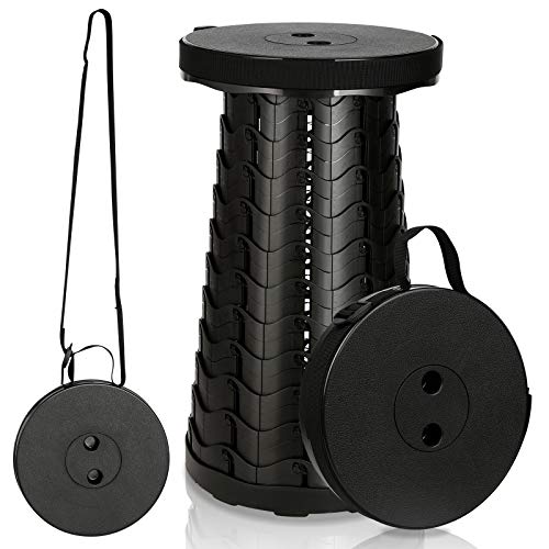 Izrielar Klapphocker Tragbarer, 2X Faltbar Campinghocker Teleskophocker Höhenverstellbar für Camping Wandern Reisen Grillen, 180 kg belastbar, Schwarz von Izrielar