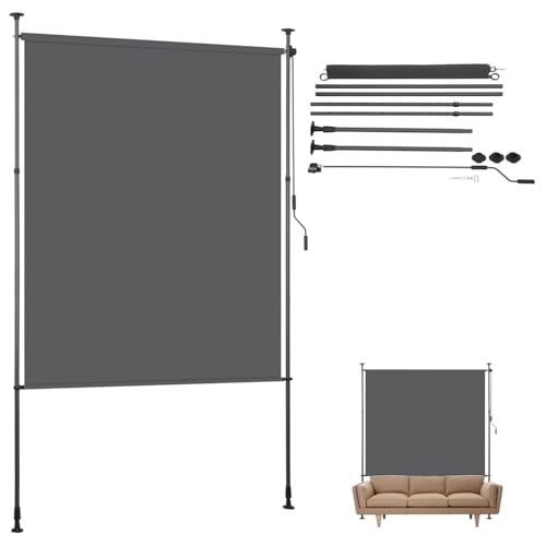 Izrielar Klemmmarkise Balkon Markise 150x270cm | Vorgerolltes Klemm-System ohne Bohren | UV-beständige Vertikalmarkise mit Sichtschutz | Wetterfest für Balkon & Terrasse von Izrielar