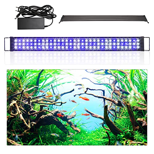 Izrielar LED Aquarium Beleuchtung, Aquariumbeleuchtung Lampe Weiß Blau Licht 25W Aquarium Lampe mit Verstellbarer Halterung für 90-110CM Süßwasser-Aquarien von Izrielar