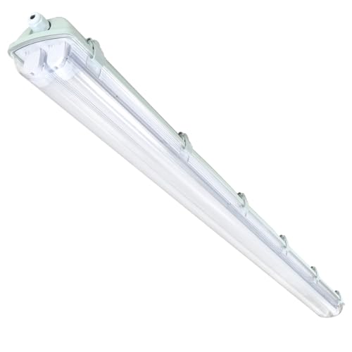 Izrielar LED Feuchtraumleuchte 120cm, 4500K Neutralweiß, 18W 2x Röhre T8 3600lm, IP65 Wasserfest Werkstattlampe Röhrenlampe Komplett Wannenleuchte Leuchte für Garage Keller Büro Warenhaus von Izrielar