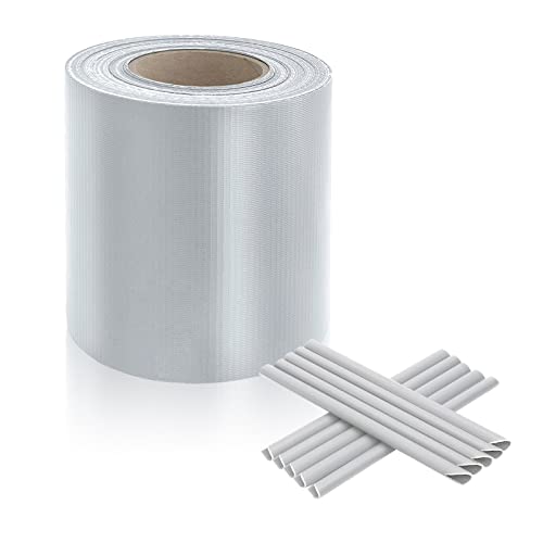 Izrielar Sichtschutzstreifen PVC Gartenzaun 2er Set - 2 Rollen 50m x 19cm Stabmattenzaun mit 120 Clips Wasser- & Winddicht Sichtschutz - Grau von Izrielar