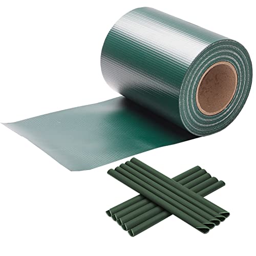Izrielar Sichtschutzstreifen PVC Gartenzaun 3er Set - 3 Rollen 50m x 19cm Stabmattenzaun mit 120 Clips Wasser- & Winddicht Sichtschutz - Grün von Izrielar