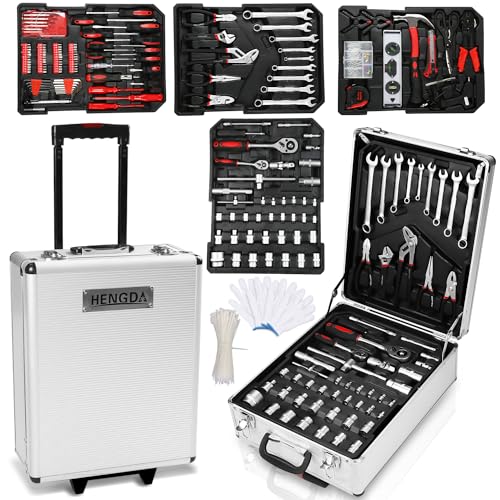 Izrielar Werkzeugkoffer 1031 teilig, 4 Lagen Werkzeug Set Werkzeugkoffer mit Rollen, Abschließbare Werkzeugtasche, Werkzeug-Trolley, Werkzeugkiste gefüllt, Alu Werkzeugkasten für den Haushalt Izrielar Werkzeugkoffer 1031 teilig, 4 Lagen Werkzeug Set Werkzeugkoffer mit Rollen, Abschließbare Werkzeugtasche, Werkzeug-Trolley, Werkzeugkiste gefüllt, Alu Werkzeugkasten für den Haushalt von Izrielar