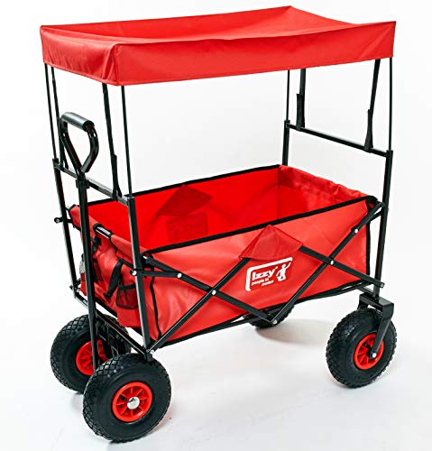 Bollerwagen faltbar Luftreifen Dach Luftbereifung Strand 80kg Boden mit Polsterung Transportwagen Picknick Urlaub Offroad Famillie von Izzy