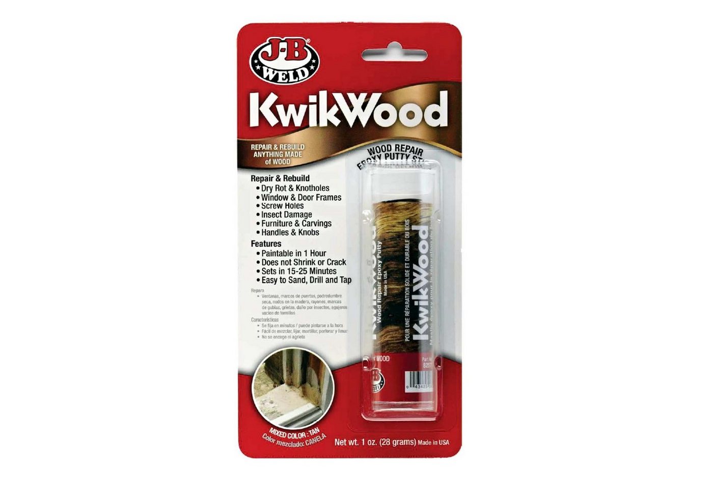 J-B WELD Klebeband KwikWood Holz Kleber Reparatur Kleber (1-St) in Holzfarbe von J-B WELD