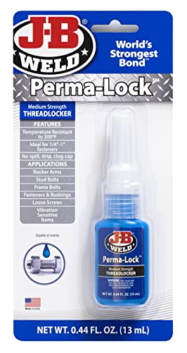 J-B Weld Perma-Lock 13 ml Gewindekleber, mittlere Stärke, für Metall, Aluminium, Edelstahl, Legierter Stahl, blau, Wasserfest, Flüssigkeit, Gewindekleber von J-B Weld