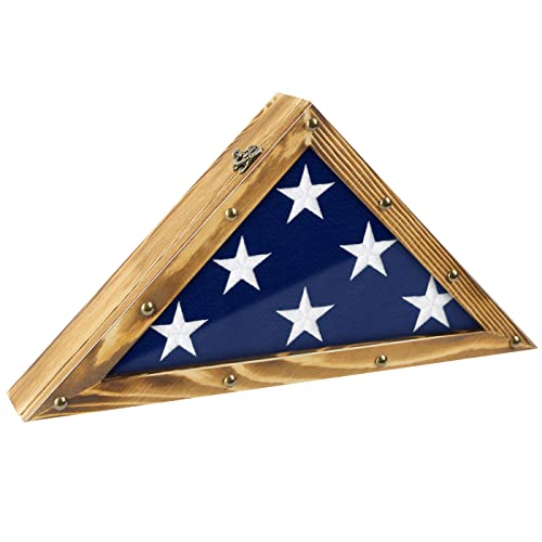 J JACKCUBE DESIGN Rustikales Holz-Militärflaggen-Schaukasten für amerikanische Veteranen, Beerdigungsfahnenrahmen, Dreiecksschattenbox (passend für 7,6 x 12,7 cm gefaltete Flagge) – MK900B von J JACKCUBE DESIGN