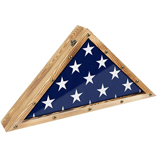 J JACKCUBE DESIGN Rustikales Holz-Militärflaggen-Schaukasten für amerikanische Veteranen, Grabbeerdigung, Flaggenrahmen, dreieckig, groß, MK900A von J JACKCUBE DESIGN