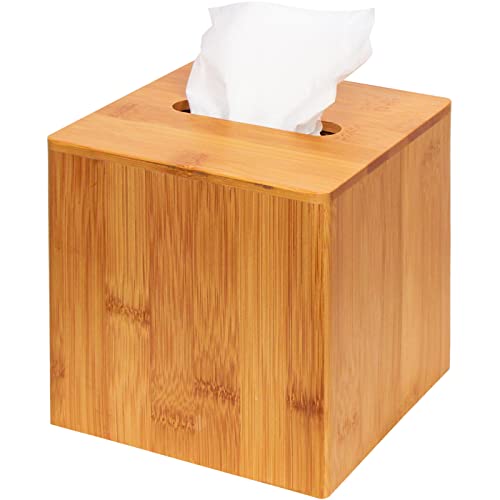 Jack Cube Design Bambus Platz Tissue Box Cover Halter Tasche Kleenex Cover Halter Box Serviettenhalter Organizer Stand (Set von 1, 14.4 X 14.4 X 14.4 cm) -MK273A von J JACKCUBE DESIGN