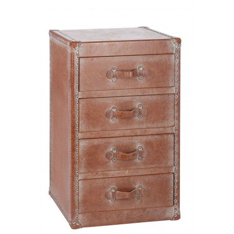 J-Line Kommode mit 4 Schubladen, Kunstleder, Antikbraun, 55 x 39 x 89 cm von J-Line by Jolipa