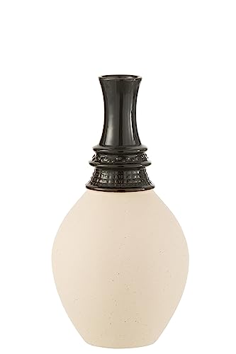 J-Line Vase mit hohem Kragen, Keramik, Schwarz/Beige, groß von J-Line by Jolipa