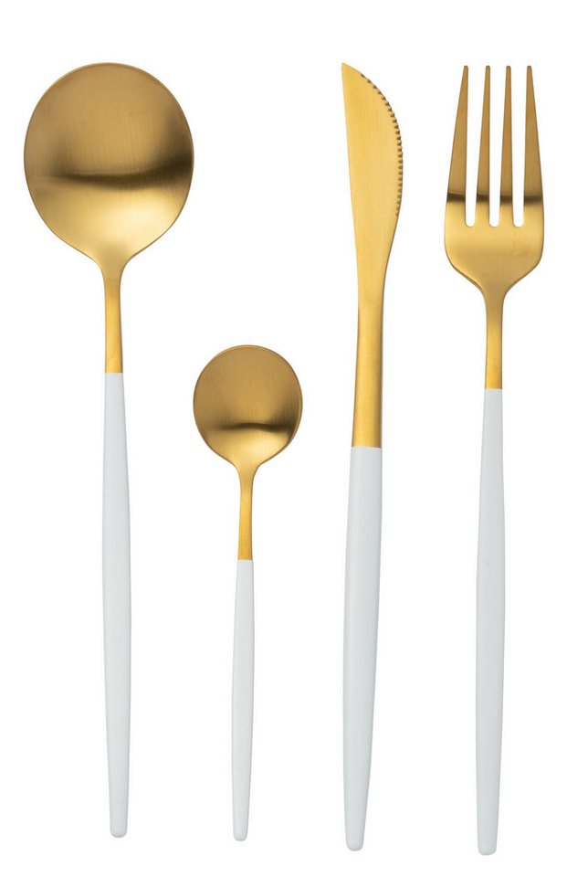 J-Line by Jolipa Besteck-Set Besteck 24-teilig Edelstahl goldfarbig schwarz, 6 Personen, 24 teiliges Set aus Edelstahl in modernem Design, zweifarbig von J-Line by Jolipa